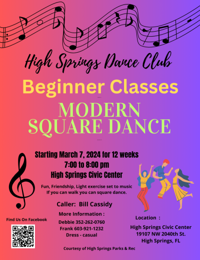 flyer inviting people to the modern square dance class
