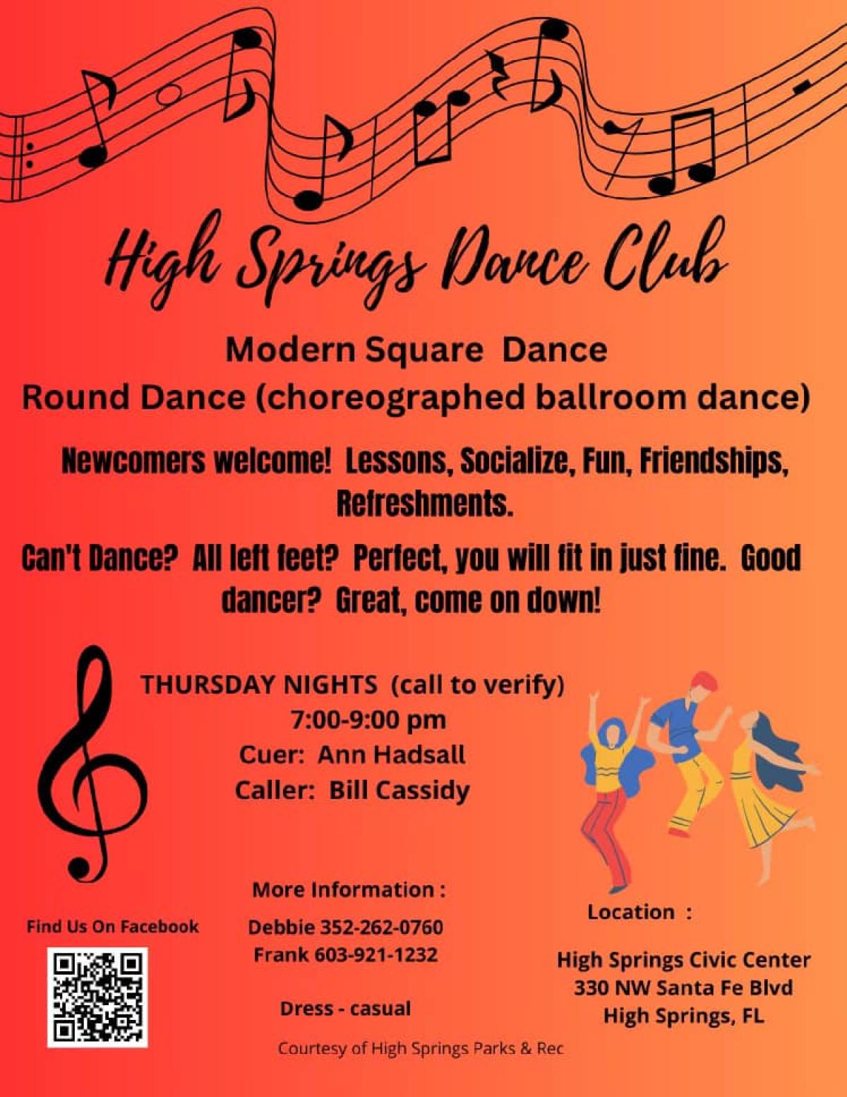 dance club poster. Call 352-262-0760 for more information.